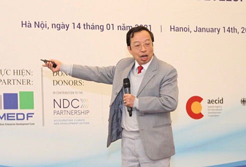 Ông Phạm Xuân Hoè phát biểu tại hội thảo. Ảnh: Quỹ Phát triển doanh nghiệp nhỏ và vừa.