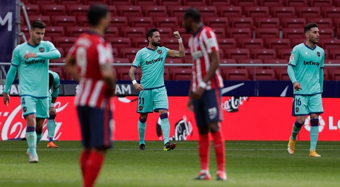Atletico Madrid để thua 0 - 2 trước Levante vòng 24 Laliga.