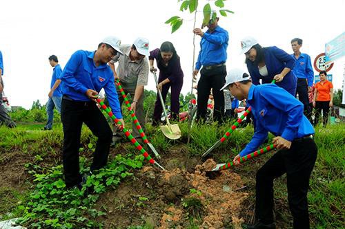 Thanh niên Kiên Giang tham gia trồng cây xanh