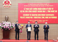 Nghệ An: Trao Giấy chứng nhận đăng ký đầu tư Dự án KCN Hoàng Mai 1 cho doanh nghiệp Hoàng Thịnh Đạt