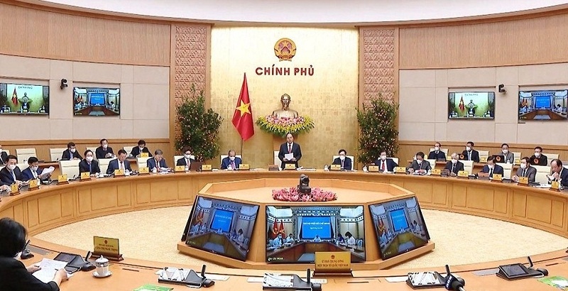 Thủ tướng Nguyễn Xuân Phúc tại phiên họp Chính Phủ thường kỳ tháng 2/2021