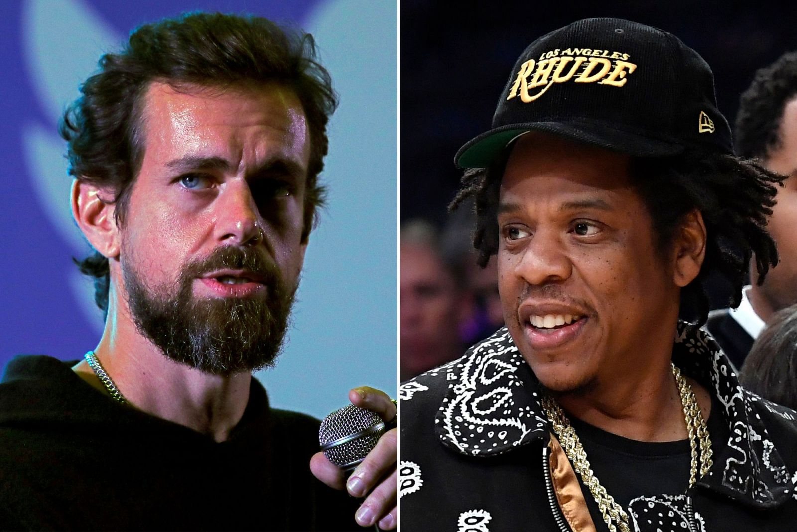 Jack Dorsey (trái) và Jay-Z (phải)