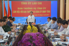 Lào Cai: Ban Thường vụ Tỉnh ủy làm việc với Ban Thường vụ Đảng ủy Bộ đội Biên phòng tỉnh