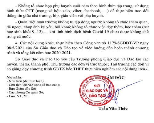 Một phần công văn số 1187/SGDĐT-VP của sở giáo dục tỉnh Thanh Hóa