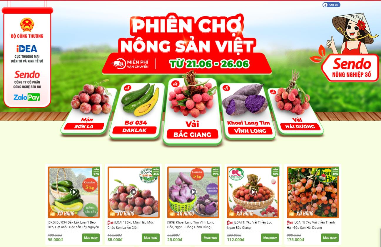 Phiên chợ nông sản Việt trực tuyến trên sàn TMĐT Sendo