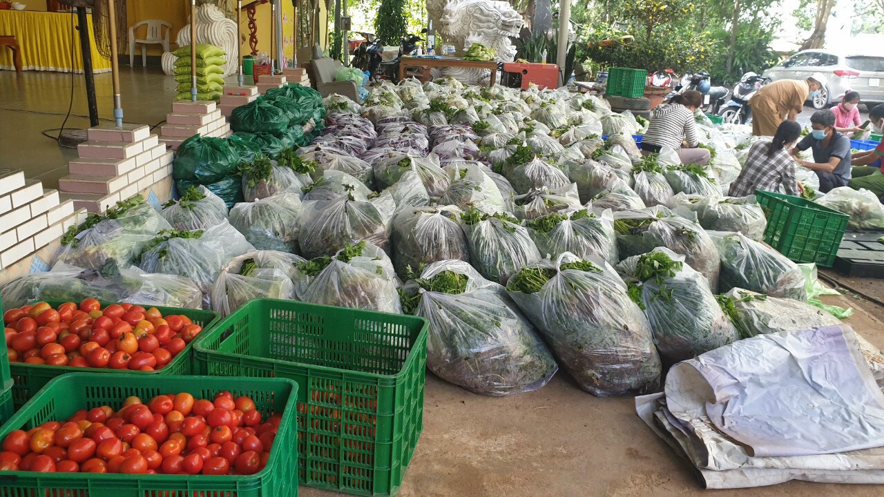 Rau xanh, thực phẩm thiết thực trong mùa dịch được đóng gói cẩn thận hỗ trợ người dân