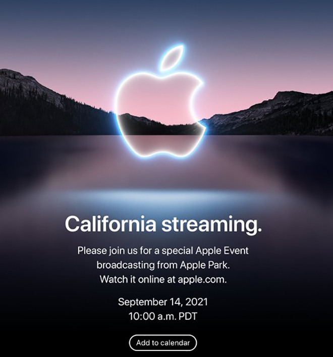Thư mời sự kiện trực tuyến của Apple