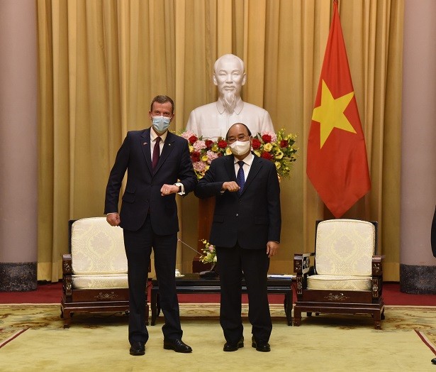 Bộ trưởng Thương mại, Du lịch và Đầu tư Australia Dan Tehan trong chuyến thăm Việt Nam ngày 13-14/7/2021. (Nguồn: ĐSQ Australia tại Việt Nam)