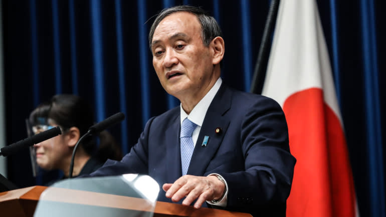 Thủ tướng Nhật Bản Yoshihide Suga đã hứa hành động của chính phủ đối với ngành công nghiệp bán dẫn tại một cuộc họp báo vào ngày 28 tháng 5. (Ảnh của Uichiro Kasai)