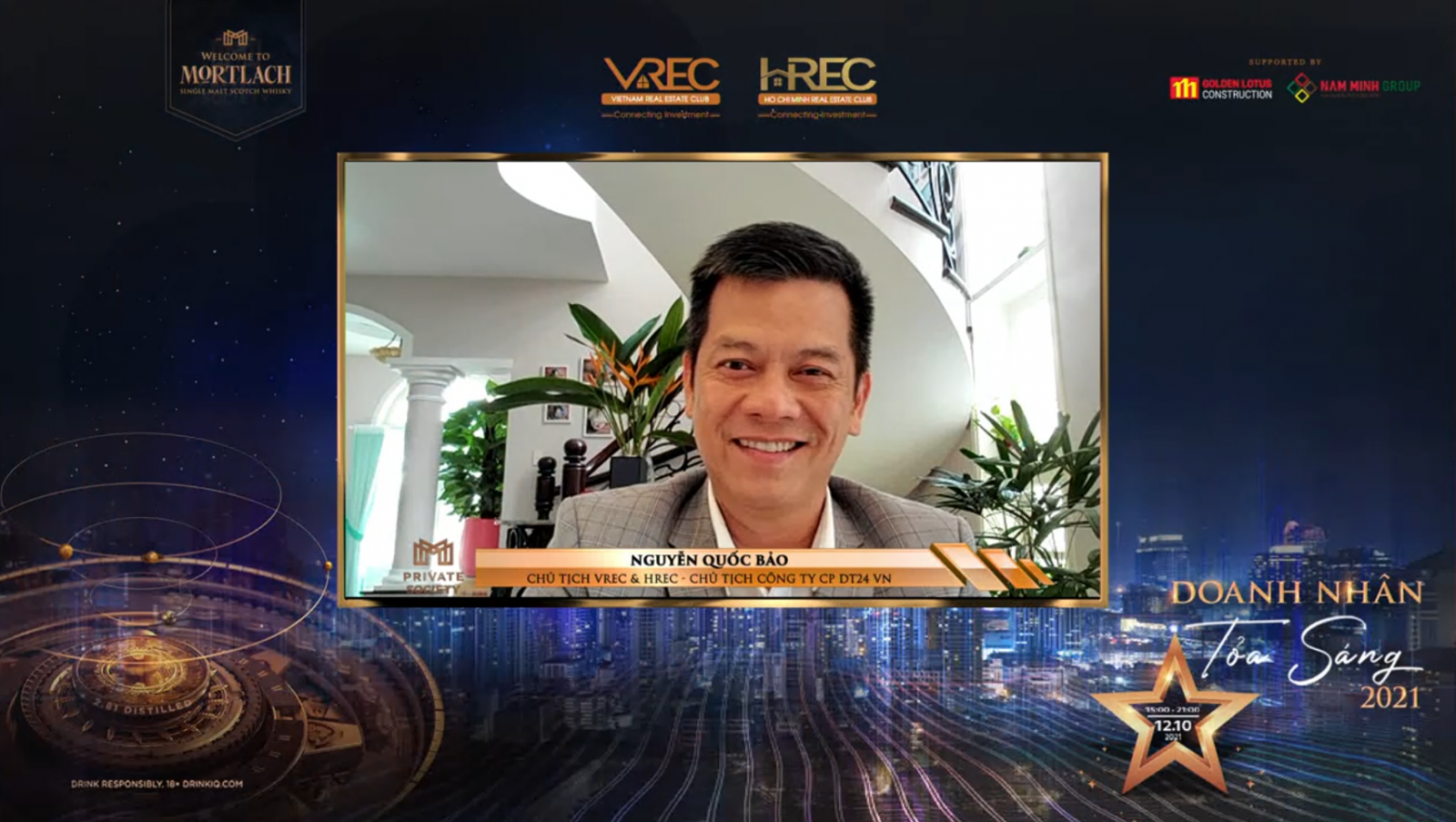 Ông Nguyễn Quốc Bảo - Chủ tịch Câu lạc bộ Bất động sản VREC & HREC chia sẻ tại Hội thảo trực tuyến