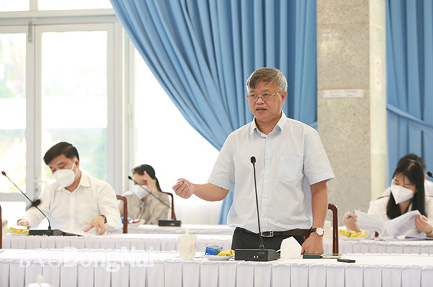 Chủ tịch UBND tỉnh Cao Tiến Dũng phát biểu chỉ đạo tại cuộc họp. / Ảnh baodongnai