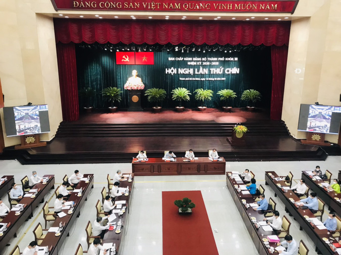 Quang cảnh Hội nghị lần thứ 9 Ban Chấp hành Đảng bộ TP HCM khóa XI, nhiệm kỳ 2020-2025.