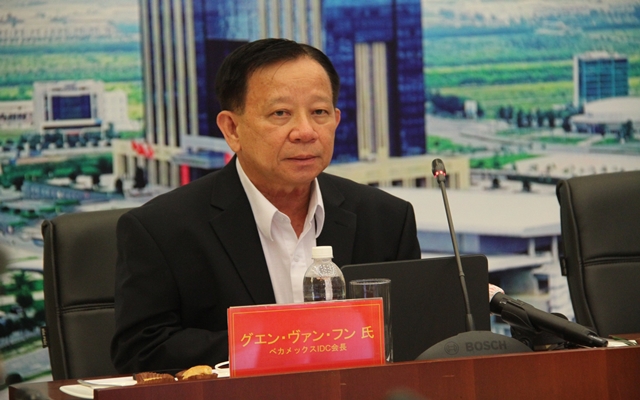 Ông Nguyễn Văn Hùng, Chủ tịch Hội đồng quản trị Tổng Công ty Becamex IDC phát biểu  tại hội nghị trực tuyến với Tập đoàn NTT East (Nhật Bản)