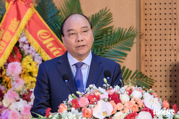 Chủ tịch nước Nguyễn Xuân Phúc phát biểu tại buổi lễ - Ảnh: NAM TRẦN