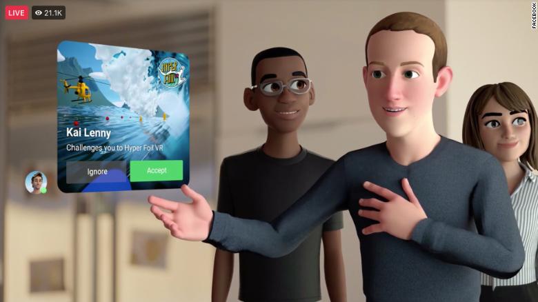 HÌnh ảnh Zuckerberg dưới dạng Metaverse trong sự kiện giới thiệu của công ty