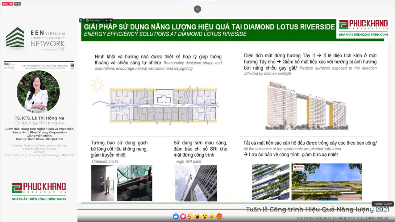 TS. KTS. Lê Thị Hồng Na - Đại diện Phuc Khang Corporation - chia sẻ về giải pháp sử dụng nước và năng lượng hiệu quả tại dự án Diamond Lotus Riverside