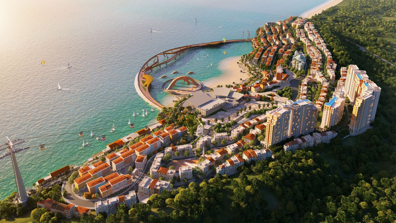 Toàn cảnh “thị trấn Địa Trung Hải” bên bờ biển Nam Phú Quốc (Ảnh phối cảnh minh họa)
