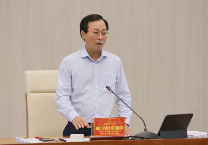 Chủ tịch UBND tỉnh Phú Thọ- Bùi Văn Quang phát biểu chỉ đạo tại hội nghị