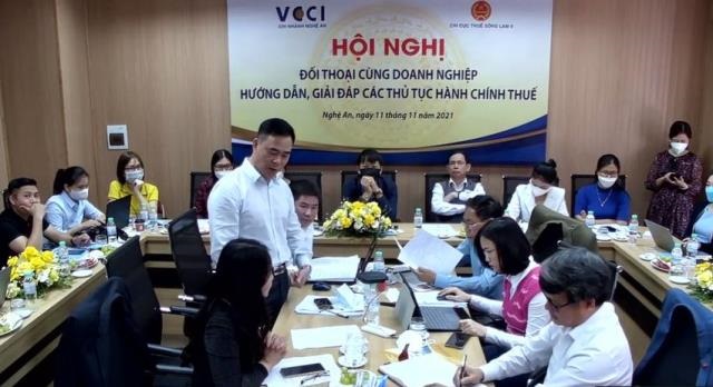 VCCI Nghệ An tổ chức Hội nghị đối thoại, hướng dẫn, giải đáp các TTHC thuế nhằm hỗ trợ doanh nghiệp do ảnh hưởng dịch Covid-19