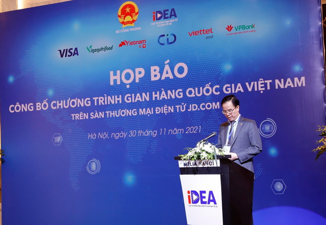 Ông Nguyễn Thanh Bình - Phó TGĐ VPBank phát biểu tại Lễ công bố chương trình Gian hàng Quốc gia Việt Nam