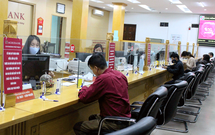 Các cá nhân, doanh nghiệp đến giao dịch tại Ngân hàng Agribank Chi nhánh Phú Thọ II
