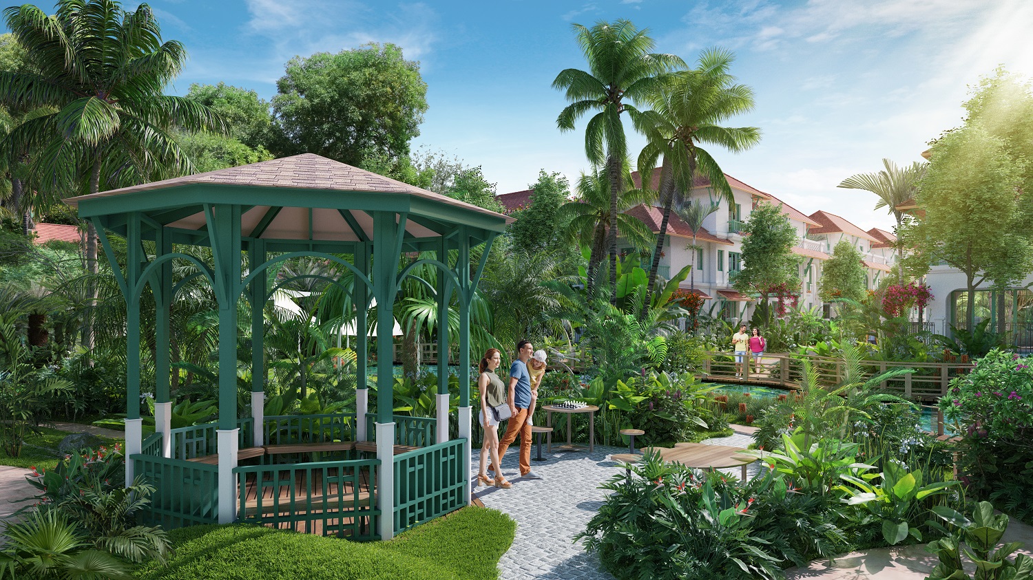 Sun Tropical Village có tới 4 công viên nội khu đậm chất nhiệt đới (Ảnh phối cảnh minh họa)
