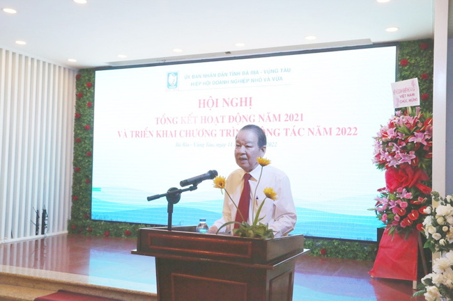 Ông Lê Văn Kháng - Chủ tịch Hiệp hội phát biểu khai mạc hội nghị tổng kết năm 2021