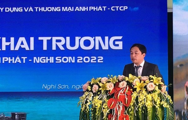 Ông Trịnh Văn Hiệu tổng giám đốc công ty Anh Phát phát biểu tại buổi lễ khai trương