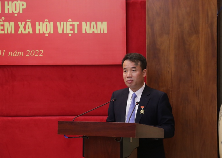 Tổng Giám đốc BHXH Việt Nam Nguyễn Thế Mạnh phát biểu tại buổi Lễ.