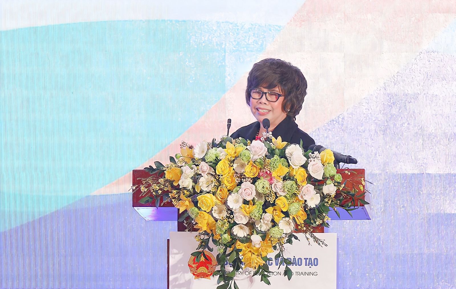 Bà Thái Hương, Nhà sáng lập Tập đoàn TH phát biểu tại Lễ công bố Chương trình Sức khỏe học đường 2021-2025.