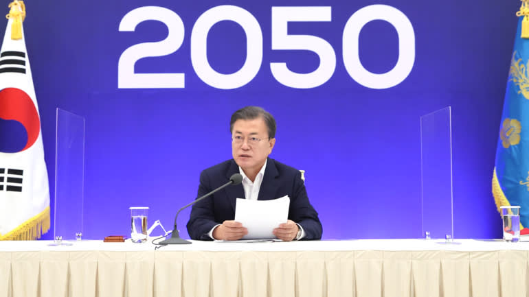 Ảnh minh họaTổng thống Hàn Quốc Moon Jae-in phát biểu tại Seoul vào ngày 27 tháng 11 năm 2020, về mục tiêu đã nêu của chính phủ của ông là làm cho đất nước trung tính carbon vào năm 2050. © EPA / Jiji