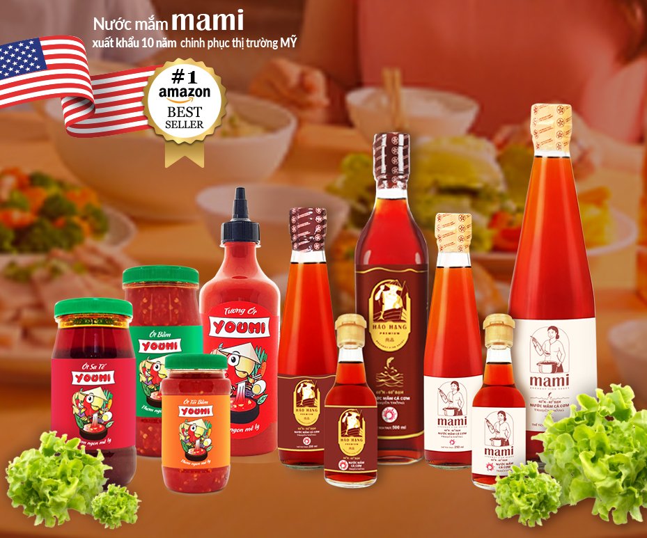 Pacific Foods is a company that manufactures, trades and exports spices and agricultural products with brands such as traditional fish sauce Mami, Bless Mami and Hao Hang; Youmi chilli sauce, Squid energy drink, New Hope tonic ginseng drink, Phuc Loc speciality rice, cereals, fruits, etc.