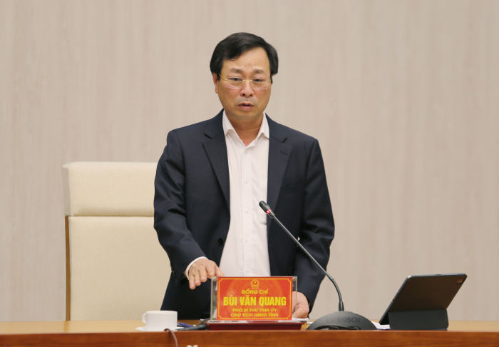 Chủ tịch UBND tỉnh Phú Thọ- Bùi Văn Quang phát biểu chỉ đạo tại hội nghị