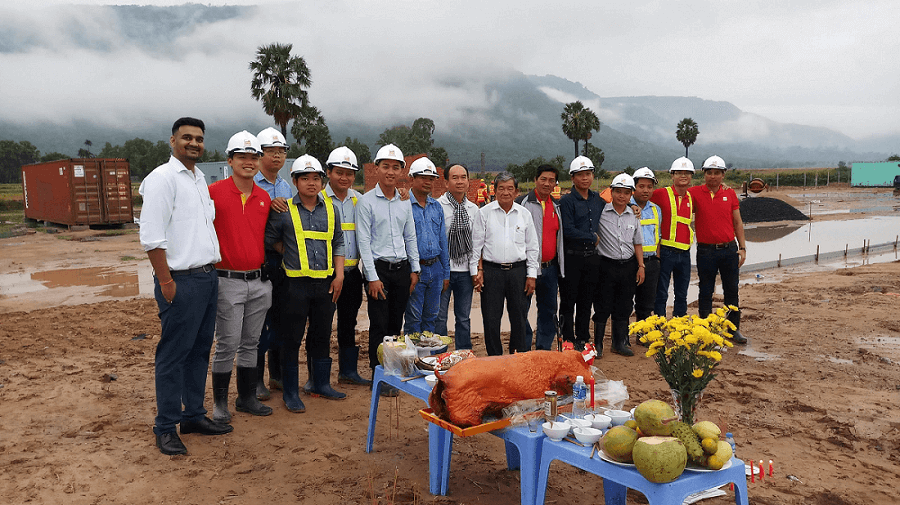 A rain comes down after the groundbreaking ceremony of the An Hao solar power project