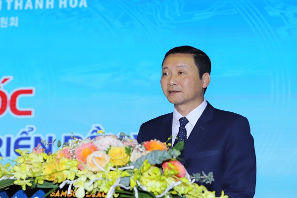 Ông Đỗ Minh Tuấn, Chủ tịch UBND tỉnh Thanh Hóa phát biểu khai mạc hội nghị gặp gỡ Thanh Hóa - Hàn Quốc