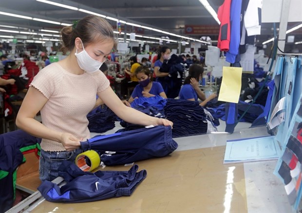 Workers make apparel for export to the EU at TNG Investment and Trading Joint Stock Company. (Photo: VNA)