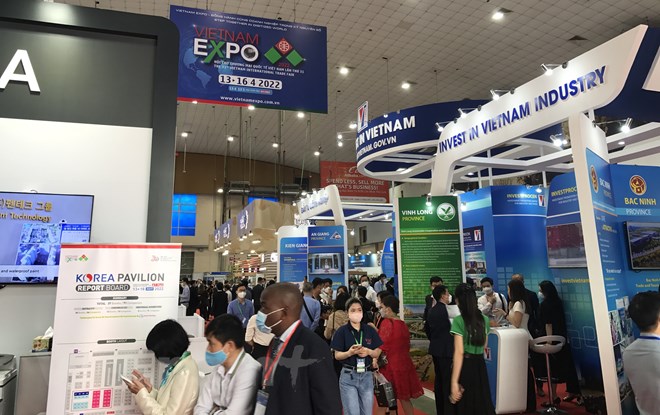 Hơn 400 doanh nghiệp trong nước và quốc tế tham dự Vietnam Expo 2022 tại Hà Nội. (Ảnh: Vietnam+)