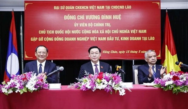 Businesses urged to help make breakthroughs in Viet Nam - Laos economic ties: NA Chairman Vuong Dinh Hue. (Photo: VNA)