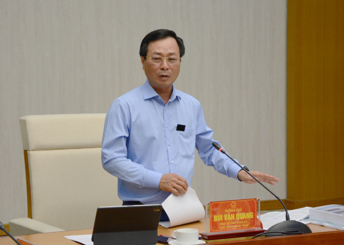 Chủ tịch UBND tỉnh Phú Thọ- Bùi Văn Quang phát biểu tại hội nghị