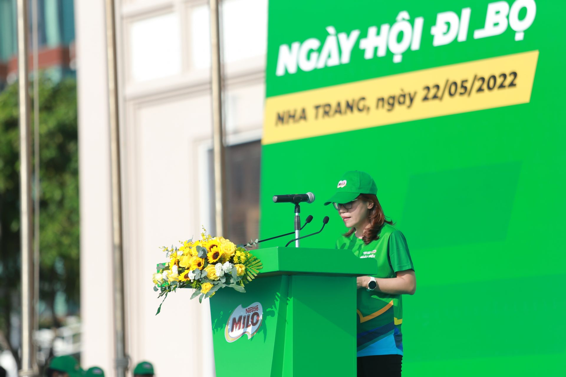 bà Nguyễn Minh Nguyệt, Giám đốc ngành hàng MILO và Sữa tại công ty Nestlé Việt Nam phát biểu tại sự kiện.
