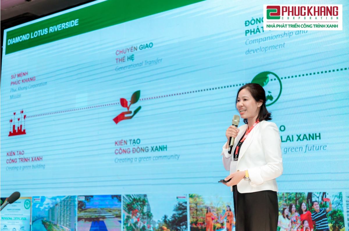 Ts.KTS Lê Thị Hồng Na chia sẻ tại sự kiện về công trình chung cư xanh cao tầng Diamond Lotus Riverside