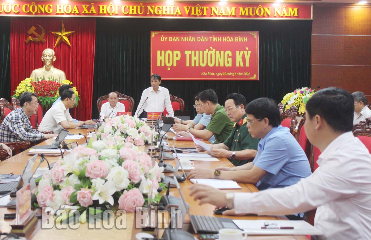 Phó Bí thư Tỉnh ủy, Chủ tịch UBND tỉnh Hòa Bình Bùi Văn Khánh kết luận cuộc họp.