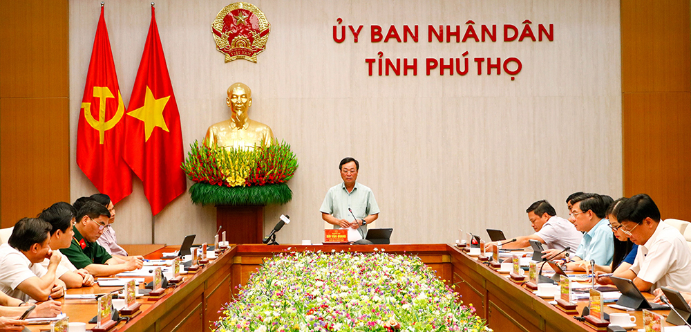 Đồng chí Bùi Văn Quang - Chủ tịch UBND tỉnh Phú Thọ phát biểu tại hội nghị.