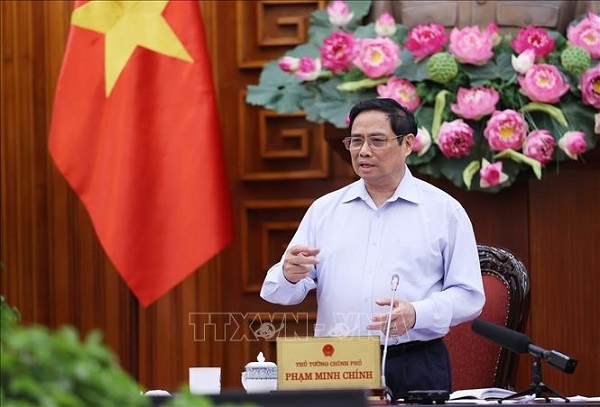 Thủ tướng Phạm Minh Chính phát biểu tại cuộc họp (Ảnh: TTXVN)