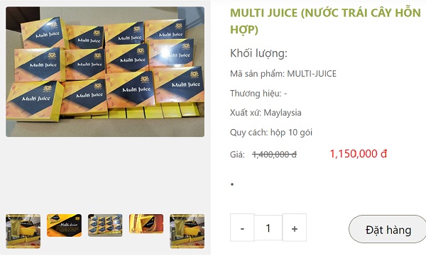 Multi Juice được bán với giá 1.400.000đ/1 hộp (khi chưa áp dụng giảm giá)