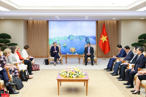 Thủ tướng Phạm Minh Chính bày tỏ cảm ơn Chính phủ Australia về sự ủng hộ, hỗ trợ quý báu và kịp thời về vaccine và thiết bị, vật tư y tế cho Việt Nam -(Ảnh: VGP/Nhật Bắc)