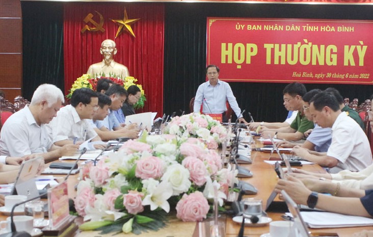 Phó Chủ tịch TT UBND tỉnh Hòa Bình Nguyễn Văn Toàn phát biểu kết luận cuộc họp.