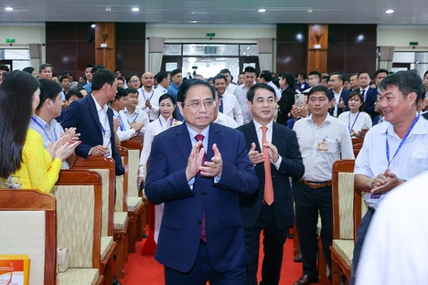 Thủ tướng Phạm Minh Chính dự Hội nghị xúc tiến đầu tư tỉnh Hậu Giang (Ảnh: VGP/Nhật Bắc)