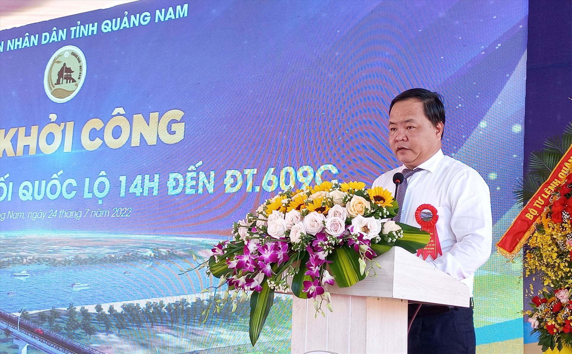 Ông Nguyễn Hồng Quang, Phó Chủ tịch UBND tỉnh Quảng Nam phát biểu tại buổi lễ.