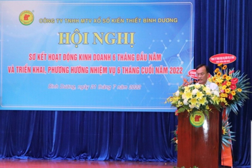 Ông Mai Thanh Bình – Giám đốc Công ty phát biểu triển khai nhiệm vụ 6 tháng cuối năm 2022